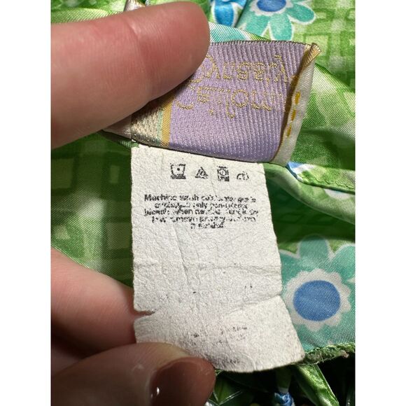 Vintage y2k green blue floral slip mini dress size small - Picture 8 of 8